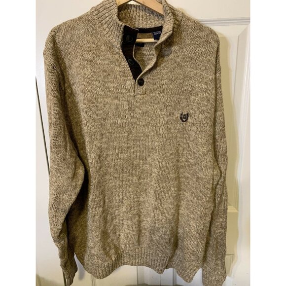 Chaps Men's Sz XXL Elbow Patch‎ Pullover Brown Cotton Sweater - Picture 1 of 7